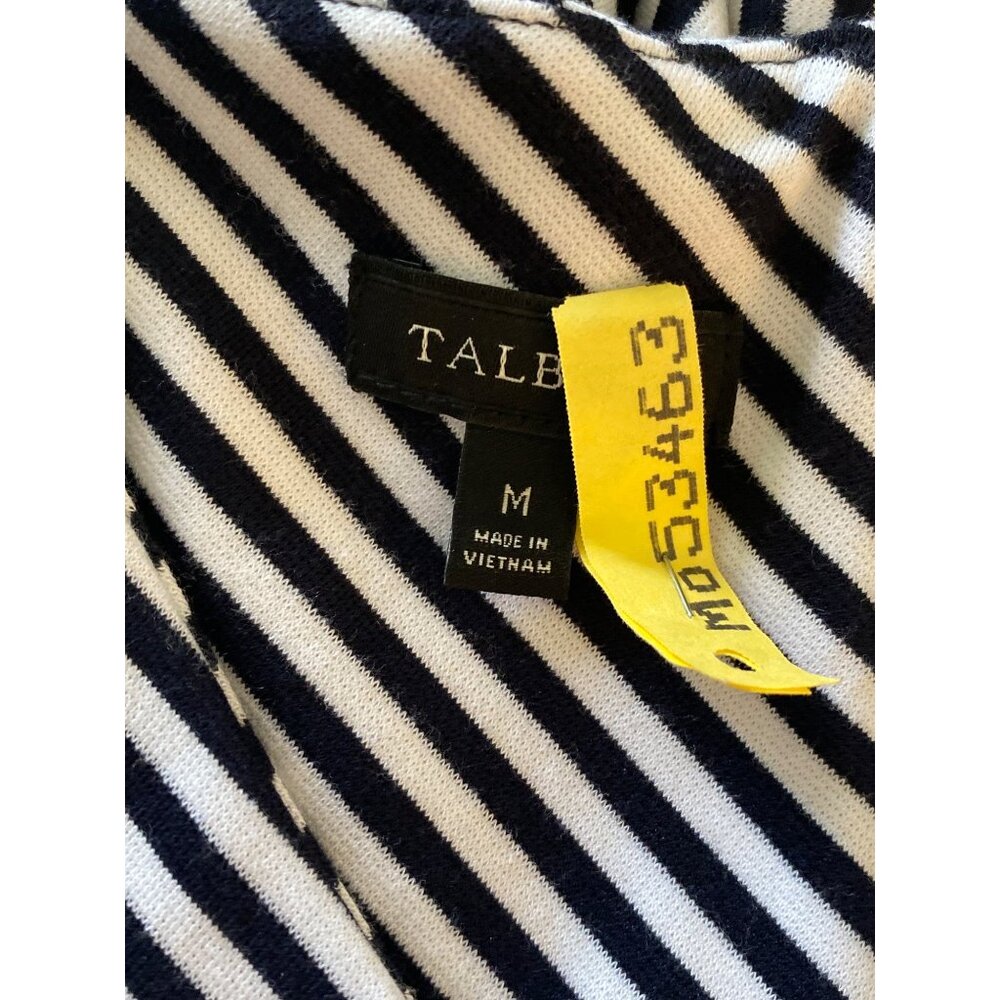 Talbots Women's Edie Knit Stripe A-Line Dress, Black & White V-Neck Size M - Picture 9 of 10